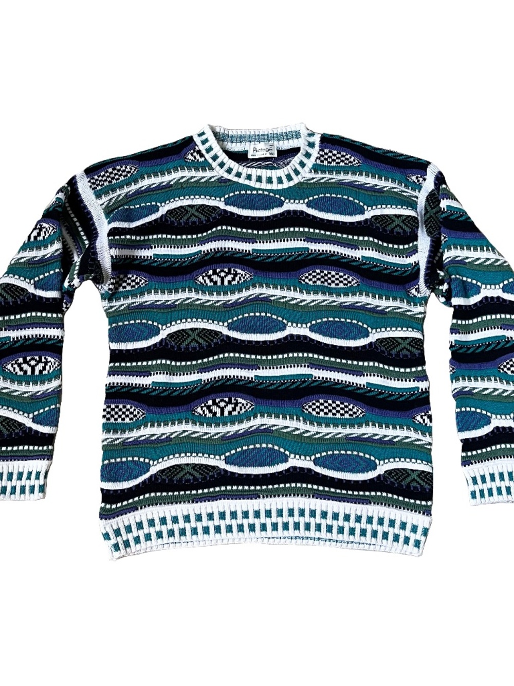 Vintage Protege Sweater Coogi Style 3D Textured Pullover 90s Made in USA